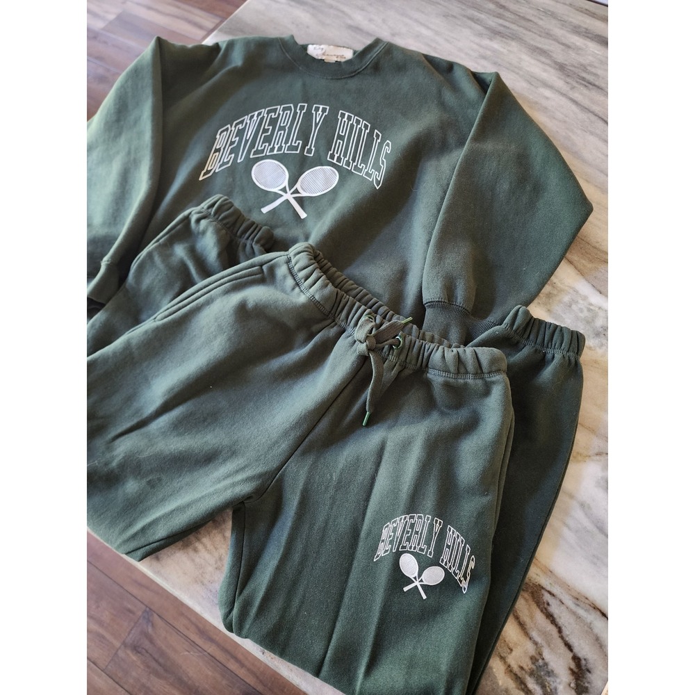 Vintage Havana Beverly Hills Tennis Sweatshirt and Sweatpants Set Green XS/S